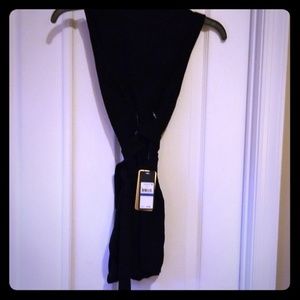 Black sleeveless mock neck mesh top